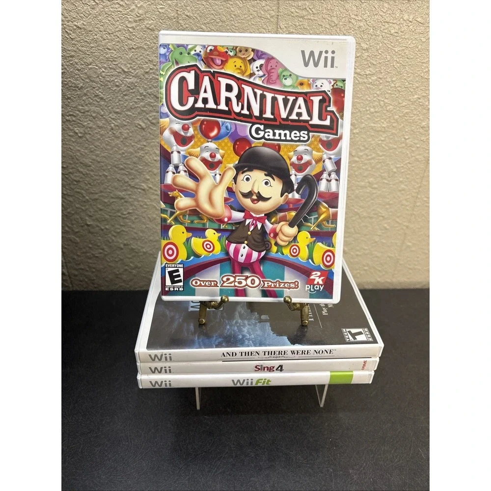 Lot of 4 Wii Games~Wii Fit~Sing 4~Agatha Christie~Carnival Games